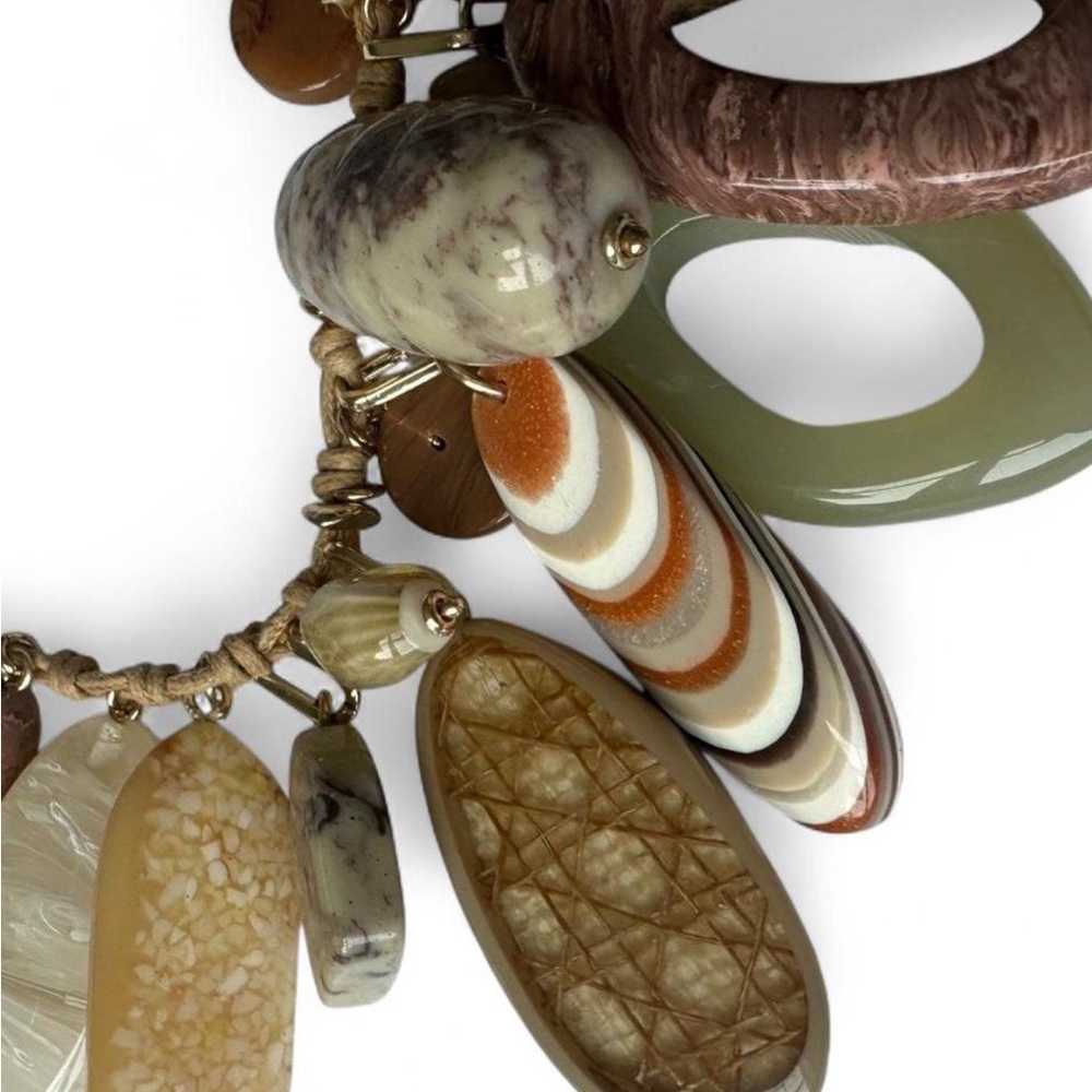 Multicolor stone + leather straps Necklace